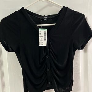 Papaya, black shirt, never worn, size small